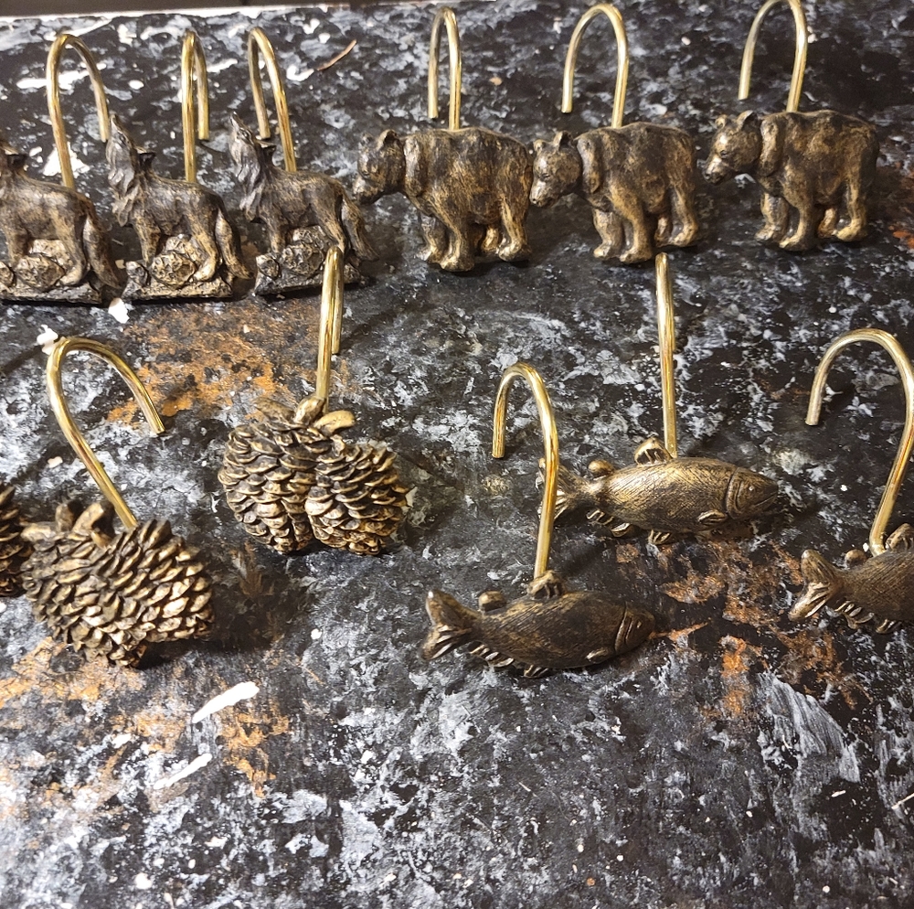 Wildlife and Pinecone Shower Curtain Hooks